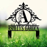 Personalized Garden Stake Sign - Custom Last Name Monogram. Perfect for birthdays, anniversaries, or housewarmings.
