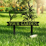 Personalized Custom Hummingbird Metal Garden Decor, Bird with Stakes, Flower Design, Custom Garden Name Sign, Perfect Home Gift