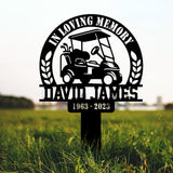 Personalized Golf Cart Memorial Stake Metal, Golfer Memorial Gift, Golfer Dad Sympathy, Grave Marker, Metal Sign, Gardening Gift