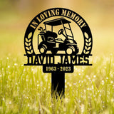 Personalized Golf Cart Memorial Stake Metal, Golfer Memorial Gift, Golfer Dad Sympathy, Grave Marker, Metal Sign, Gardening Gift