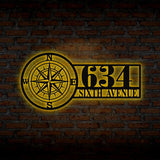 Personalized Compass Metal Address Sign, Custom Metal House Number Sign, Metal Street Address Plaque Outdoor Wall Art, Front Door Signs