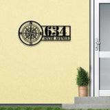 Personalized Compass Metal Address Sign, Custom Metal House Number Sign, Metal Street Address Plaque Outdoor Wall Art, Front Door Signs