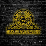 Personalized Bee Metal Address Sign, Custom Metal House Number Sign, Metal Street Address Plaque Outdoor Wall Art, Front Door Signs