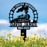 Personalized Train Memorial Stake, Metal Stake, Train Sign, Train Gift, Train Loss, Sympathy Sign, Grave Marker, Remembrance Stake