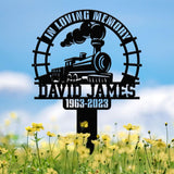 Personalized Train Memorial Stake, Metal Stake, Train Sign, Train Gift, Train Loss, Sympathy Sign, Grave Marker, Remembrance Stake