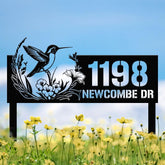 Personalized hummingbird Metal Address Sign, Custom Metal House Number Sign, Metal Street Address Plaque Outdoor Wall Art, Front Door Signs