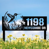 Personalized hummingbird Metal Address Sign, Custom Metal House Number Sign, Metal Street Address Plaque Outdoor Wall Art, Front Door Signs