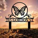 Personalized Butterfly Metal Address Sign, Custom Metal House Number Sign, Metal Street Address Plaque Outdoor Wall Art, Front Door Signs
