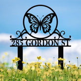 Personalized Butterfly Metal Address Sign, Custom Metal House Number Sign, Metal Street Address Plaque Outdoor Wall Art, Front Door Signs