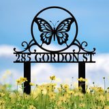 Personalized Butterfly Metal Address Sign, Custom Metal House Number Sign, Metal Street Address Plaque Outdoor Wall Art, Front Door Signs