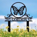 Personalized Butterfly Metal Address Sign, Custom Metal House Number Sign, Metal Street Address Plaque Outdoor Wall Art, Front Door Signs