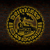 Custom Railroad Sign with Led Light, Train Metal Sign Name, Railway Sign, Personalized Train Sign, Gift For Train Lover, Train Wall Art