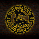 Custom Railroad Sign with Led Light, Train Metal Sign Name, Railway Sign, Personalized Train Sign, Gift For Train Lover, Train Wall Art