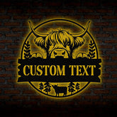 Highland Cow Metal Sign, Custom Highland Cow Wall Art, Personalized Highland Cow Farm Sign, Farmhouse Decor, Ranch Decor, Cow Door Hanger