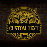 Highland Cow Metal Sign, Custom Highland Cow Wall Art, Personalized Highland Cow Farm Sign, Farmhouse Decor, Ranch Decor, Cow Door Hanger