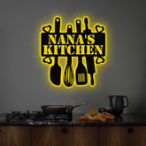Custom Nana's Metal Kitchen Sign with Led Light, Kitchen Decor, Name Kitchen Sign, Farmhouse Kitchen Decor, Cooking Gift for Grandma Mom