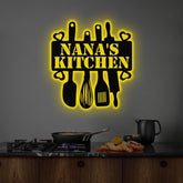 Custom Nana's Metal Kitchen Sign with Led Light, Kitchen Decor, Name Kitchen Sign, Farmhouse Kitchen Decor, Cooking Gift for Grandma Mom
