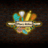 Custom Colored Mimi's Metal Kitchen Sign with Led Light, Kitchen Decor, Name Kitchen Sign, Farmhouse Kitchen Decor, Cooking Gift for Mom
