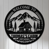 Personalized Cabin Metal Sign, Cabin Sign, Lodge Decor, Cabin Decor, Cabin Lake House Cottage Welcome Sign, Custom Camp Sign, Outdoor Sign