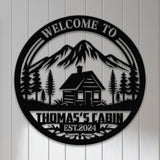 Personalized Cabin Metal Sign, Cabin Sign, Lodge Decor, Cabin Decor, Cabin Lake House Cottage Welcome Sign, Custom Camp Sign, Outdoor Sign