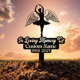 Custom Memorial Plaque for Ballerina, Ballet Teacher Metal Cross, Temporary Grave Marker for Girls, Dancing In Heaven, Remembrance Cross