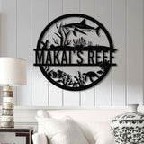 Custom Shark Metal Sign with Led Lights, Last Name Sign, Personalized Reef Wall Art, Shark Wall Decor, Indoor Home Decor & Shark Lover Gift