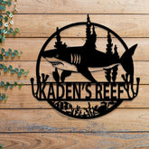 Custom Shark Metal Sign with Led Lights, Last Name Sign, Personalized Reef Wall Art, Shark Wall Decor, Indoor Home Decor & Shark Lover Gift