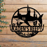 Custom Shark Metal Sign with Led Lights, Last Name Sign, Personalized Reef Wall Art, Shark Wall Decor, Indoor Home Decor & Shark Lover Gift