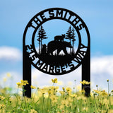 Personalized Bear Family Metal Address Stake, Modern Address Sign, Custom House Numbers, Metal Address Sign, Address Numbers, Road Address