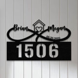 Personalized Couple Name Metal Address Sign, Custom Metal House Number Sign, Metal Street Address Plaque Outdoor Wall Art, Wedding Gifts