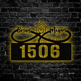 Personalized Couple Name Metal Address Sign, Custom Metal House Number Sign, Metal Street Address Plaque Outdoor Wall Art, Wedding Gifts