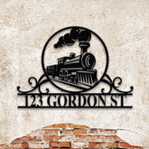 Personalized Train Metal Address Sign, Custom Metal House Number Sign, Metal Street Address Plaque Outdoor Wall Art, Front Door Signs
