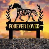 Personalized Floral Horse Heart Memorial Stake - Pet Grave Marker Sign, Horse Loss Gift, Sympathy Remembrance Sign for Garden or Yard