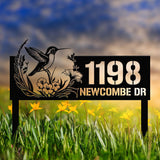 Personalized hummingbird Metal Address Sign, Custom Metal House Number Sign, Metal Street Address Plaque Outdoor Wall Art, Front Door Signs