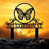 Personalized Butterfly Metal Address Sign, Custom Metal House Number Sign, Metal Street Address Plaque Outdoor Wall Art, Front Door Signs