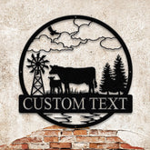 Custom Cow Farmhouse Metal Wall Art LED Light, Personalized Horse Flower Name Sign, Cow Ranch Sign, Outdoor decor, Farmer Gift