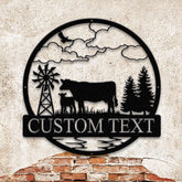 Custom Cow Farmhouse Metal Wall Art LED Light, Personalized Horse Flower Name Sign, Cow Ranch Sign, Outdoor decor, Farmer Gift