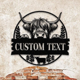 Highland Cow Metal Sign, Custom Highland Cow Wall Art, Personalized Highland Cow Farm Sign, Farmhouse Decor, Ranch Decor, Cow Door Hanger