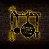 Custom Mimi's Metal Kitchen Sign with Led Light, Kitchen Decor, Name Kitchen Sign, Farmhouse Kitchen Decor, Cooking Gift for Mom