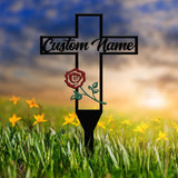 Personalized Rose Memorial Plaque Stake, Memorial Gifts for Loss of Mother, Memorial Sign, In Loving Memory Gift, Gift Loss Of Father