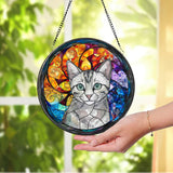 Personalized Pet Portrait Stained Glass Suncatcher, Custom Dog Portrait from Photo, Cat Art Suncatcher, Pet Memorial Gift, Pet Lover Gift