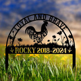 Personalized Pet Memorial Sign, Custom Chicken Rooster Garden Marker, Metal Farm Animal Remembrance Plaque, Rustic Yard Decor