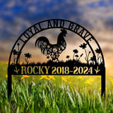 Personalized Pet Memorial Sign, Custom Chicken Rooster Garden Marker, Metal Farm Animal Remembrance Plaque, Rustic Yard Decor