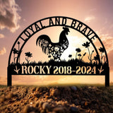 Personalized Pet Memorial Sign, Custom Chicken Rooster Garden Marker, Metal Farm Animal Remembrance Plaque, Rustic Yard Decor