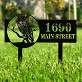 Owl Custom Metal Address Yard Stake, Law Mounted Address Sign, Personalized Address Sign for Bird Lovers, House Numbers Sign