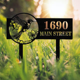 Hummingbird Address Metal Yard Sign Custom, Address Garden Stake, Personalized Lawn Address Sign, Address Garden Stake, House Number Sign