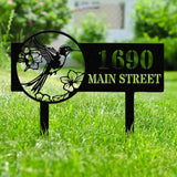 Hummingbird Address Metal Yard Sign Custom, Address Garden Stake, Personalized Lawn Address Sign, Address Garden Stake, House Number Sign
