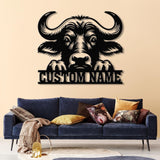 Custom Buffalo Head Metal Name Sign, Personalized Bison Wall Art, Mountain Ranch Decor, Farm House Metal Sign, Western Buffalo Wall Decor