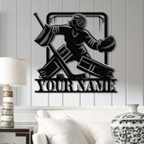 Personalized Girl Ice Hockey Metal Wall Art LED Light, Custom Hockey Player Stick Sign, Sports Wall Art, Gift for Hockey Lovers