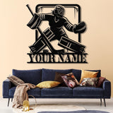 Personalized Girl Ice Hockey Metal Wall Art LED Light, Custom Hockey Player Stick Sign, Sports Wall Art, Gift for Hockey Lovers
